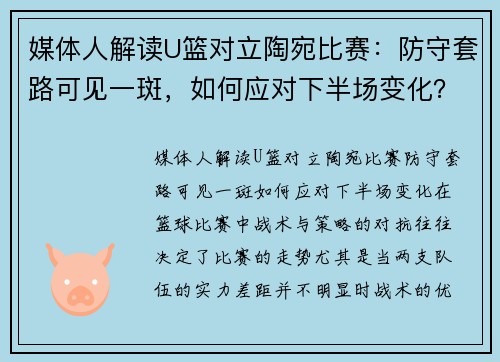 媒体人解读U篮对立陶宛比赛：防守套路可见一斑，如何应对下半场变化？