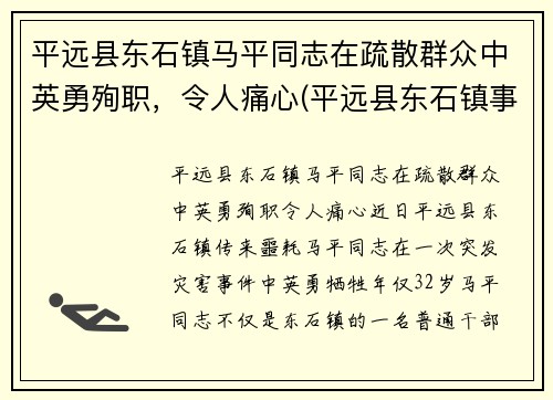 平远县东石镇马平同志在疏散群众中英勇殉职，令人痛心(平远县东石镇事件)